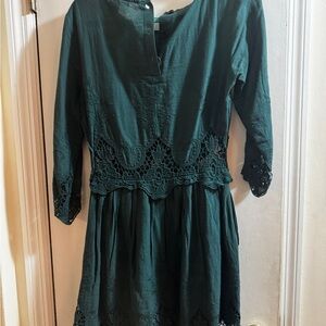 Elegant Green cotton eyelet Dress